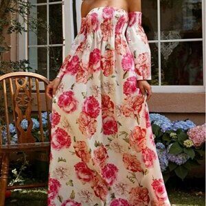 FLORAL ALL OVER PRINT BOHO PREMIUM QUALITY AND BRAND SPECIAL EVENT MAXI